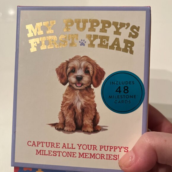 Puppy's First Year Milestone Cards with Wooden Display Holder (new/pets/x) - Picture 1 of 16
